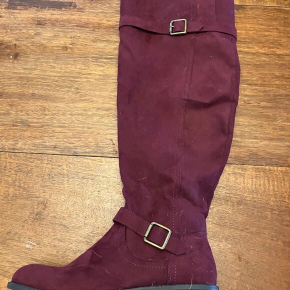 Red Over the Knee Boots Wide Shaft - Picture 2 of 11